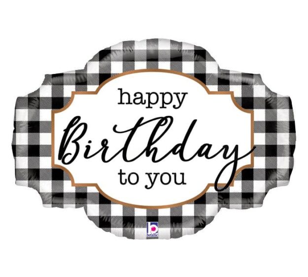 Buffalo Plaid Happy Birthday to You Mylar